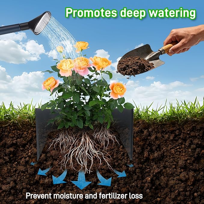 Anothera 24 Pieces Planting Grow Rings, Diameter Range 8.2-15.7 Inches, Interlocking Garden Plant Rings, Black Garden Rings for Plant Support and Soil Moisture Retention