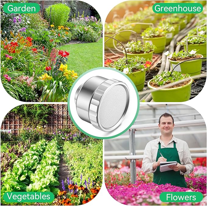 Dreyoo 2 Pack Water Nozzle with 3000 Tiny Holes, 3/4'' Aluminium Alloy Garden Hose Shower Head with PTFE Thread Seal Tape for Outdoor Watering Flowers, Plants, Greenhouse, Nurseryman (2.24'',Silver)