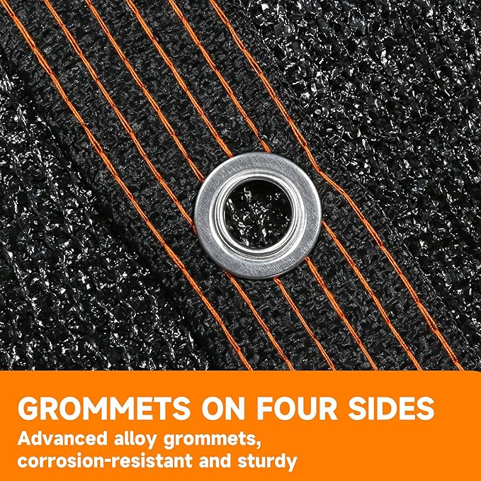 90% Shading Rate 12'x12' Black Shade Cloth,UV Resistant Durable Mesh Tarp with Grommets&Reinforced Edges, Shade Net Using for Plants Cover, Greenhouse, Dog Kennel, Patio, Chicken House