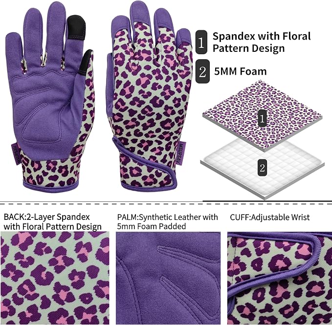 Gardening Gloves,Women Yard Work Garden Glove,Gifts | Thorn Proof,Puncture Resistant,Touchscreen,Gift,Leather,Spandex