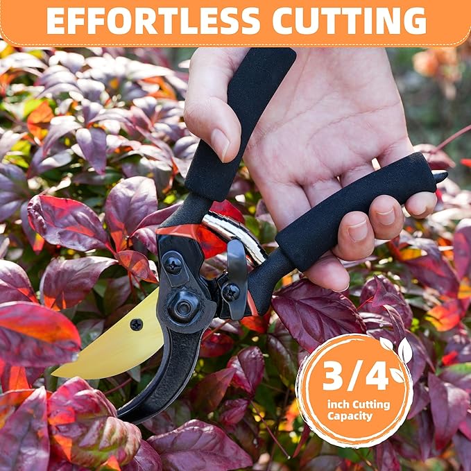 EWPJDK Loppers Hedge Shears & Pruners Combo Set 3-Piece Hedge Clippers, Heavy Duty Tree & Shrub Care Kit for Yard, Lawn & Garden, Professional Branch Cutter Tree Trimmer (Orange)