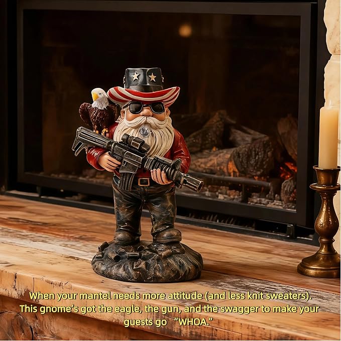 Patriotic Gnomes, Military gnome,gnome,4th of July/Army/Armed Gnomes Fighting, for Men,USA, Military Gifts,Veteran Gifts,Desk Decor for Men,Mens Office Decor 003