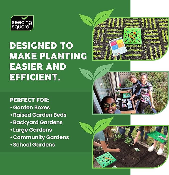 Seeding Square + Pokey Planter Bundle – Seed Spacing Template with Dibber Tool for Easy Planting, Garden Layout & Seed Starting System