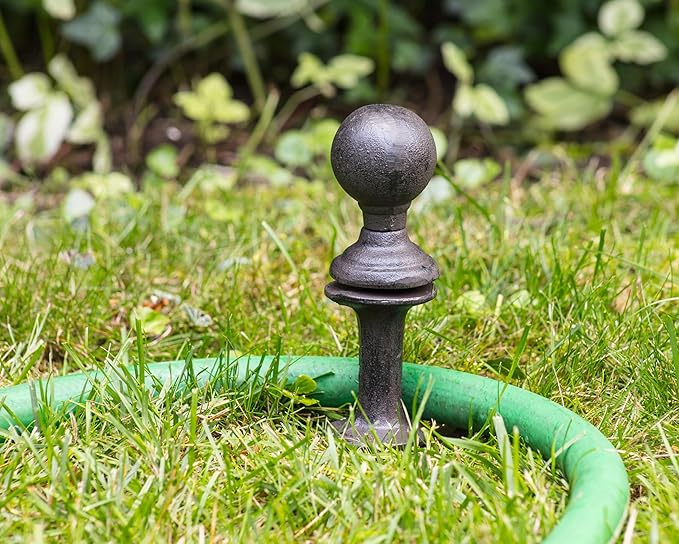 Abbott Collection Hose Guide Stake with Ball - Cast Iron, Black (11.5" H)
