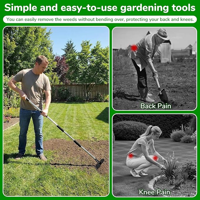 Garden Tools,Weeder Tool,63" Weed Puller Tool with Long Handle,12 Claw Steel Head,Easy Weeding Without Bending or Squatting Down,Weeding Tools Suitable for Farm Planting,Gardening