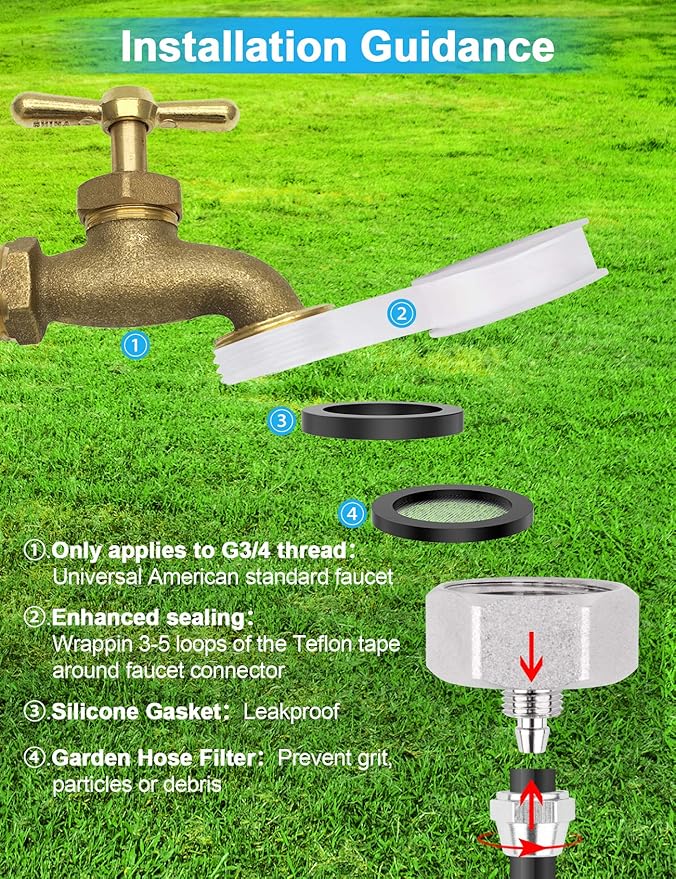 Lekit Misters for Outside Patio 27.5FT(8.4M)+8 Brass Mist Nozzles+a Brass Adapter(3/4") Detachable Outdoor misting Cooling System for Garden, Waterpark, Greenhouse, Backyard