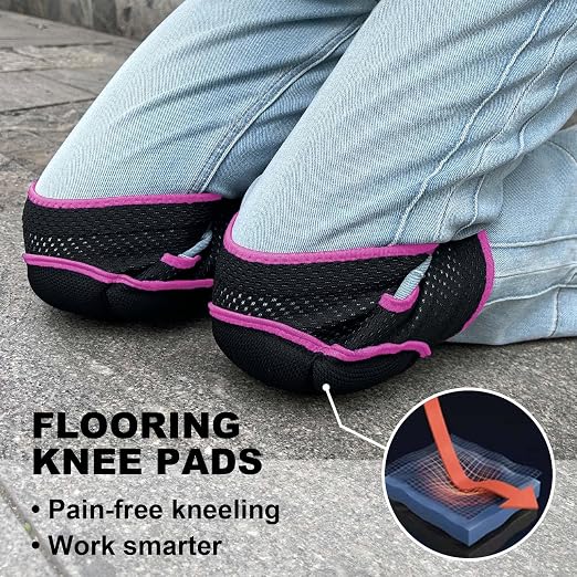 Women's Gardening Knee Pads for Construction Work, Kneepads for Flooring Painting, Protective Knee Guards for Men Installing Floors, Comfortable Kneeling Cushion for Gardeners Mechanic Cleaner, Pink L (1 pair)