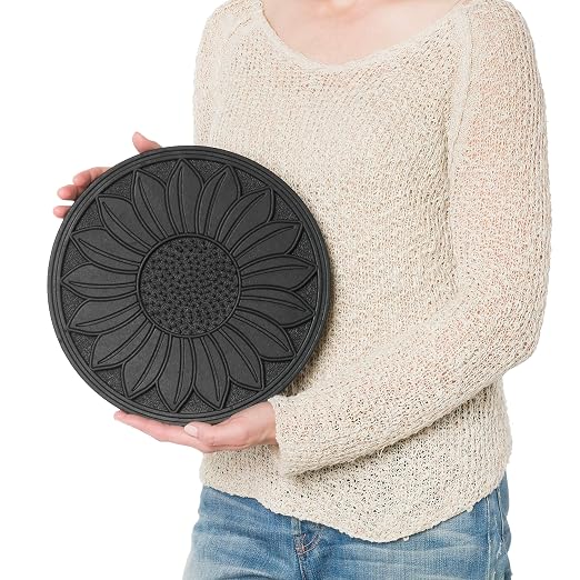 HF by LT Rubber Victorian Garden Stepping Stone, 11-3/4 inches, Black, Set of 3