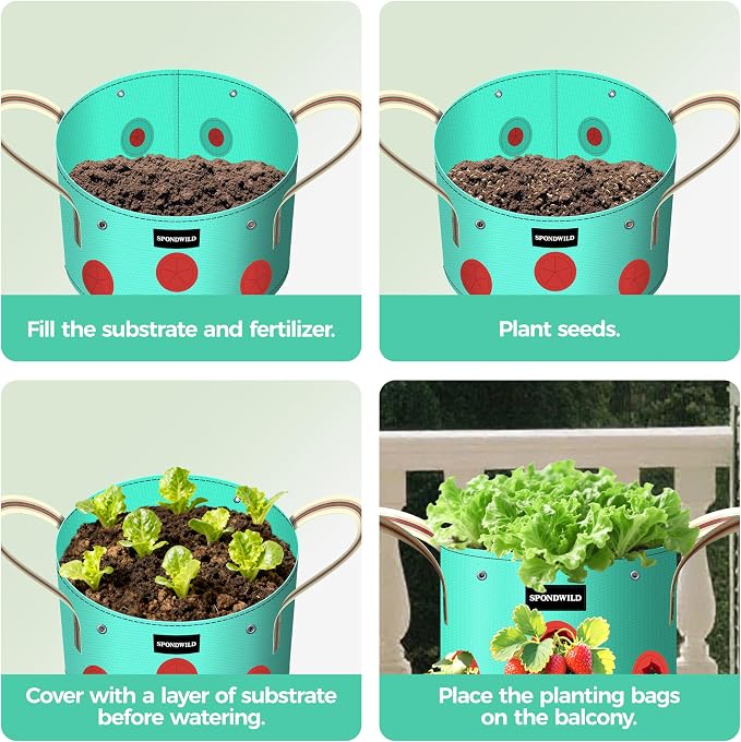 7 Pack 3 Gallon Grow Bags Heavy Duty 180G Thickened PE Plant Pots with 8 Breathable Holes