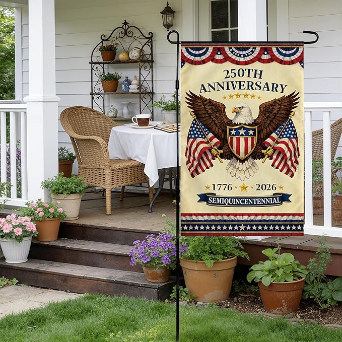 4th of July Decorations - 250th Anniversary Garden Flag | Fourth of July Decor Patriotic USA Banner,1776-2026 America Merchandise Accessories for Garden Yard Porch Patio Lawn Outdoor Outside
