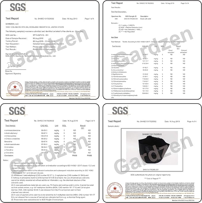 Gardzen 6-Pack 20 Gallon Grow Bags, Aeration Fabric Pots with Handles, Heavy Duty Cloth Pots for Plants