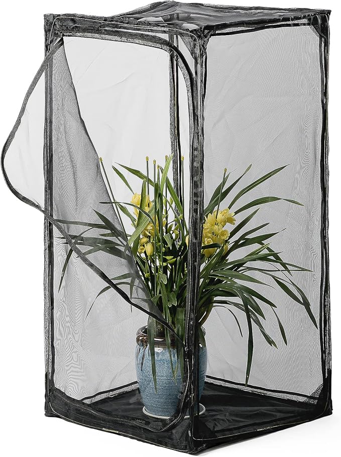 46" Heavy Duty Monarch Butterfly Habitat, Outdoor Collapsible Insect Mesh Cage Terrarium Pop-up with Zipper Protection and Detachable Bottom 23 x 23 x 46 inches