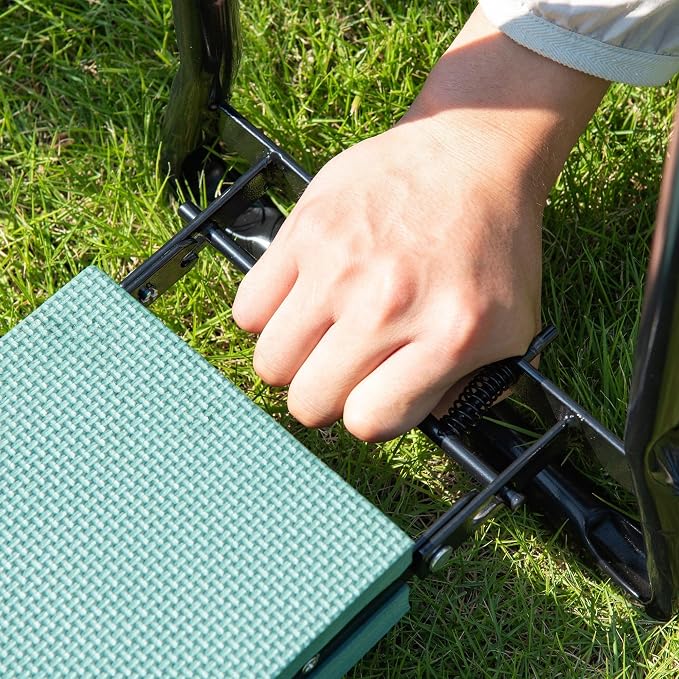 23.25x11x19.3in Durable Steel Garden Kneeler Seat Bench 330lb Weight Limit Fold-Flat EVA Foam Cushioned Dual-Function Pad