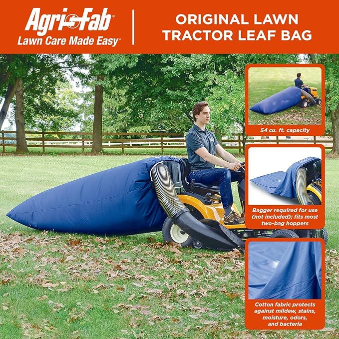 TerraKing Original Lawn Tractor Leaf Bag 54 cu ft Leaf Collection System, Compatible with Most Two-Bag Material Collection System; Blue
