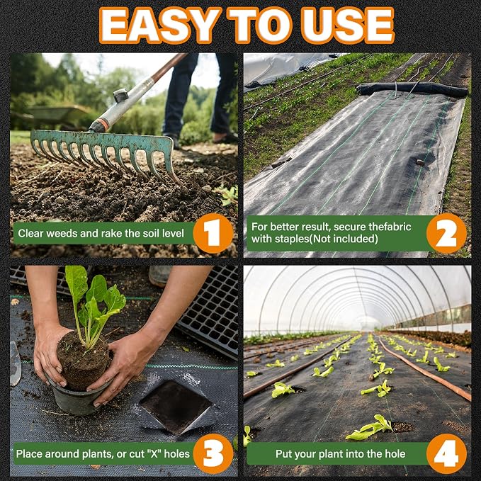 Winisok 6FT x 100FT Weed Barrier Landscape Fabric, 3.2oz Woven Garden Cloth, Heavy Duty Breathable Ground Cover for Landscaping, Gardening and Farming