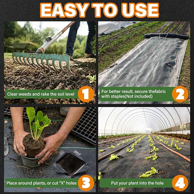 Winisok 4FT x 300FT Weed Barrier Landscape Fabric, 3.2oz Woven Garden Cloth, Heavy Duty Breathable Ground Cover for Landscaping, Gardening and Farming