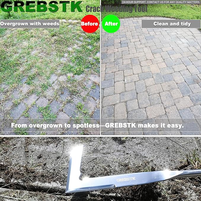 GREBSTK Crack Weeder Crevice Weeding Tool Stainless Steel Manual Weeder Gardening Tool