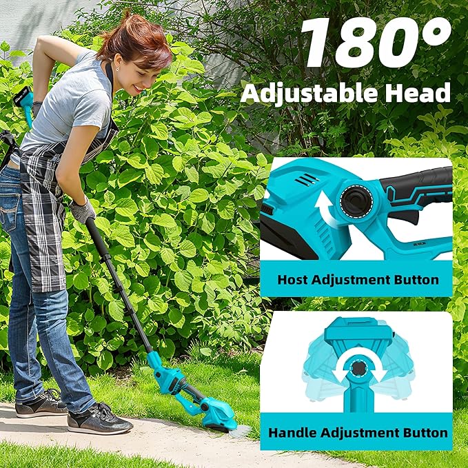 4-in-1 Pole Hedge Trimmer & Cordless Grass Shears,2×4.0 Ah Batteries & Included Charger,Dual Blade Design,Extension Tree Pruner,Bush Trimmer for Tree Trimming/Garden/Lawn