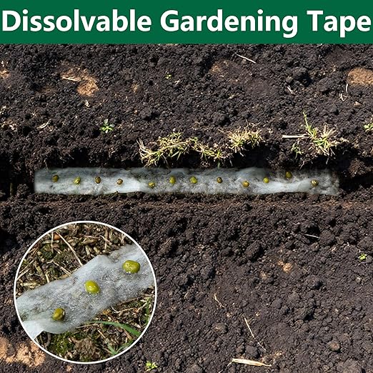 codree 131 Ft Water Soluble Seed Tape, Quickly Dissolves in Water Planting Vegetable Seeds Tape, Biodegradable Water-Soluble Flower Plant Tapes for Gardening Labels Packaging