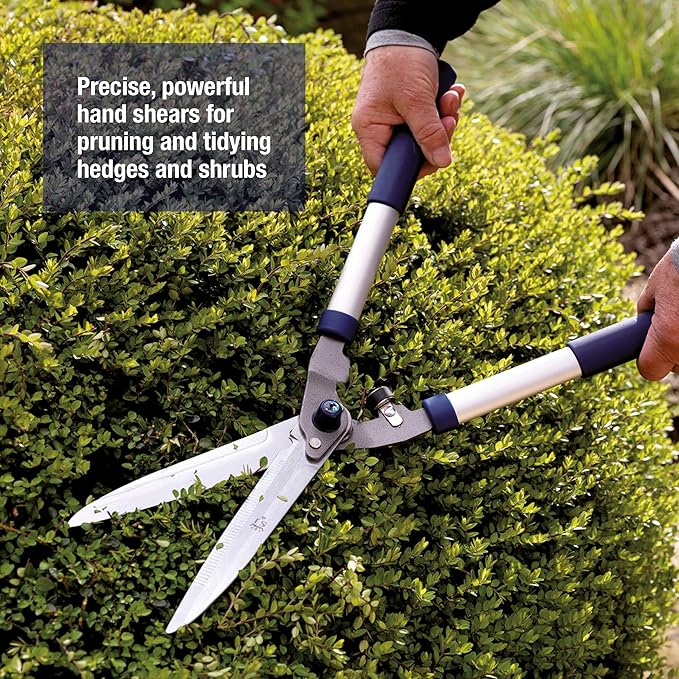 Spear & Jackson Razorsharp Notched Hedge Shears, Professional Garden Tool for Precision Trimming and Shaping, Quality Carbon Steel Blades