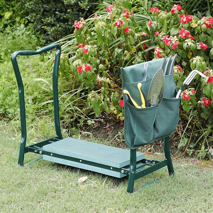 Garden Kneeler Seat with EVA Folding Portable Bench Kneeling Pad and Tool Pouch New