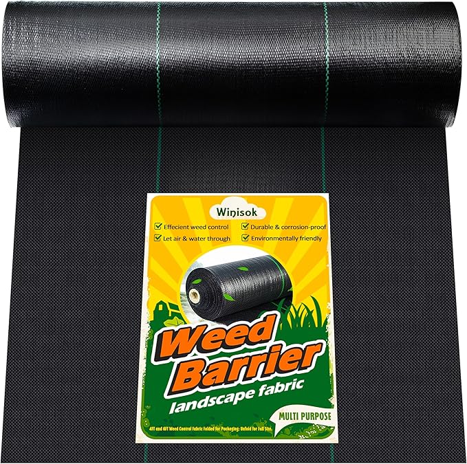 Winisok 6FT x 100FT Weed Barrier Landscape Fabric, 3.2oz Woven Garden Cloth, Heavy Duty Breathable Ground Cover for Landscaping, Gardening and Farming