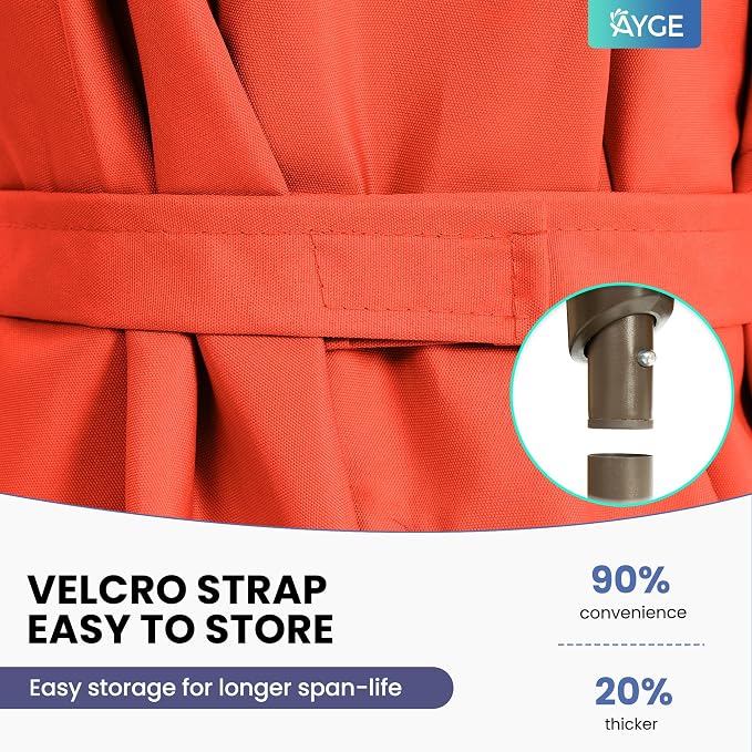 Ayge 6.5x10FT Rectangular Patio Umbrella Outdoor Table Umbrella w/Push Button Tilt & Crank Rectangle Market Umbrella UV Protection for Garden,Deck,Lawn,Yard & Pool,Orange