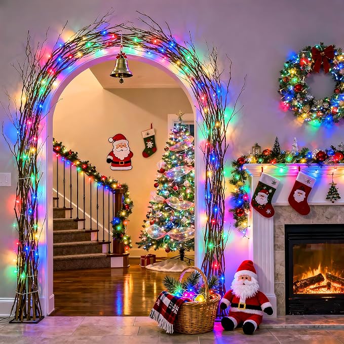 JMEXSUSS 250 LED Christmas Lights Indoor, 91.5ft Connectable Multicolor Christmas Lights Outdoor Waterproof, 8 Modes String Light Plug in for Wedding Party Garden Decorations