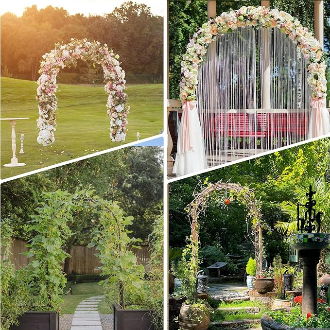 Thickened Tube Garden Arch Trellis, 4.6 * 7.8 or 6.4 * 7.5Ft, Metal Archway Arbor Stable Outdoor Garden Trellis for Climbing Plants, Party Wedding Arch Decoration