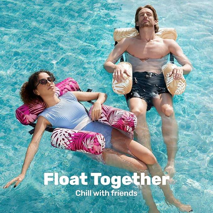 SLOOSH Inflatable Pool Floats Adult,2 Packs Floating Lounge Chairs,Blow up Pool Noodles for Adult Heavy Duty,Floating Chair for Party Summer Water Beach Lake Fun
