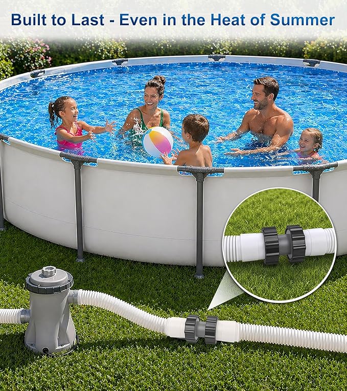 Pool Hose Connector for Leak-Proof Dual Seal and Stable Water Flow, 1.5" to 1.5" Pool Hose Adapter for Pool Parts and Accessories Replacement, Easy No-Tool Install for Above Ground Pools, 2PCS