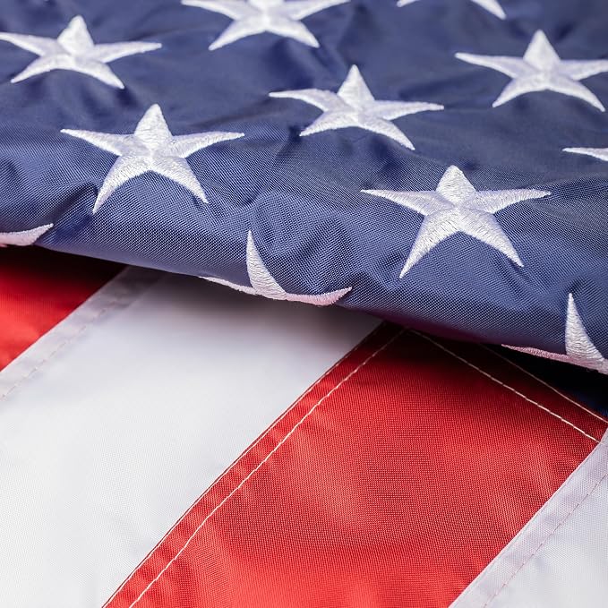 Evergreen Flag American Flag 3'x5' Estate Size with 2 Grommets | Heavy Duty Outdoor Flag | Embroidered Stars and Stripes and Quadruple Stitched Edge | USA Residential or Commercial