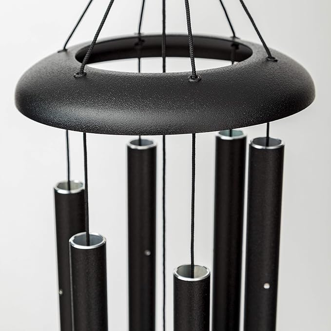 Corinthian Bells 27 Inch Black Wind Chimes for Outside, Modern Outdoor Metal Wind Chime for Patio Decor, Made in USA