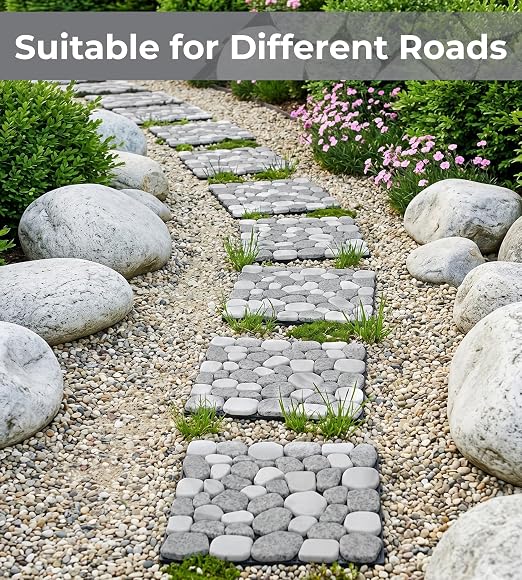 jxgzyy 4PCS Natural Stone Decking Tiles, 11.8"x11.8" Outdoor & Indoor DIY Interlocking Flooring, Marble Stepping Stones Landscaping Decor for Garden, Patio, Backyard, Balcony, Path, Off-White