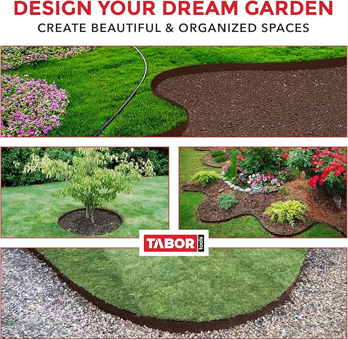 TABOR TOOLS 40 Ft Terrace Board, 5 Inch High, 0.04" Inch Thin, Landscape Edging Coil, Grass Barrier, Bender Board, Garden Liner, ES22. (Brown)