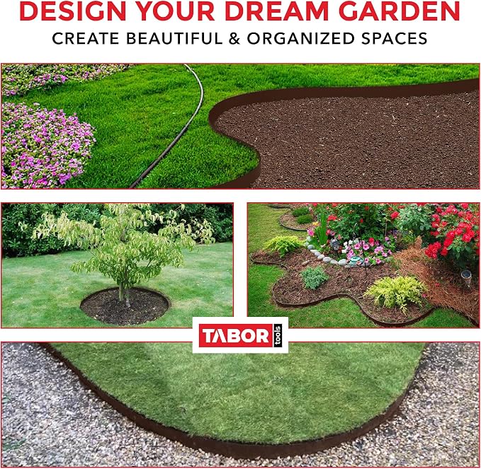 TABOR TOOLS 60 Ft Terrace Board, 5 Inch High, 0.1" Inch Thickness, Landscape Edging Coil, Grass Barrier, Bender Board, Garden Liner, ES35. (Brown)