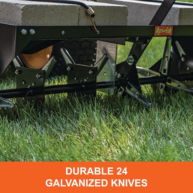 Agri-Fab 40 In Tow Behind Lawn Plug Aerator with 24 Galvanized Coring Knives and Universal Hitch