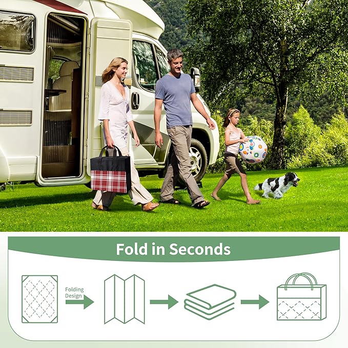 GENIMO Waterproof Outdoor Rug for Patio Clearance, 5'x8' Reversible Plastic Straw Rugs, Lightweight RV Camping Mat for Camper, Balcony, Deck, Backyard, Picnic, Red White Plaid