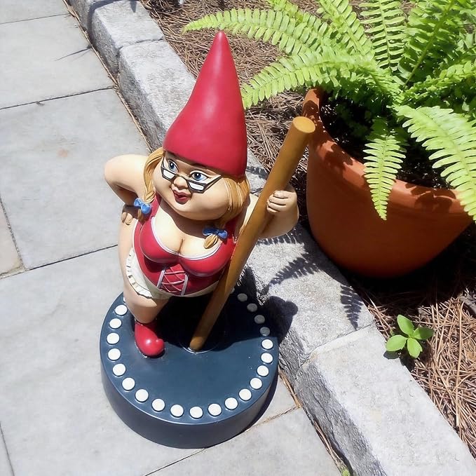 Outdoor Gnome Statue 6 Inch Red-Dancing Gnome Figurine Brings Playful Whimsical Art to Your Garden Great Indoor Outdoor Decoration for Patio Lawn Yard and Home