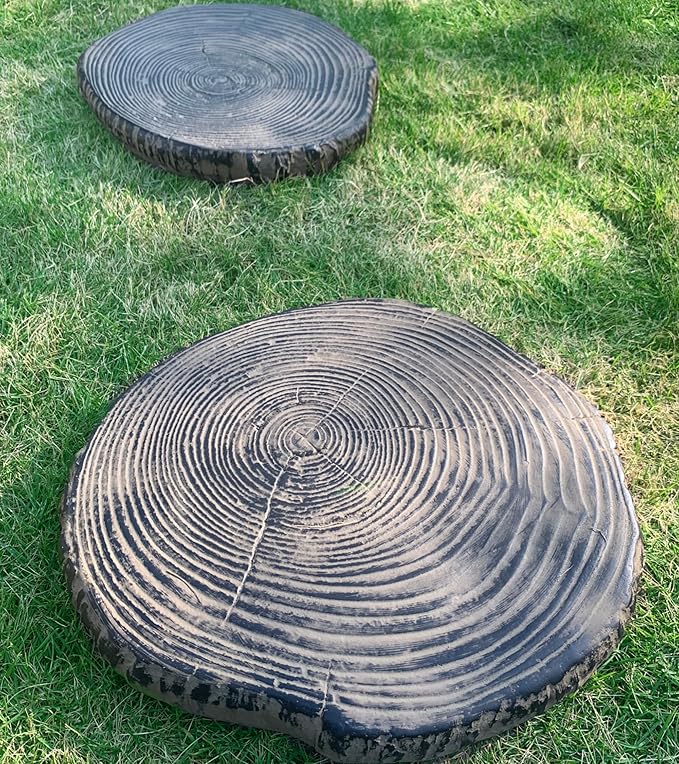 Stepping Stones Outdoor, Garden Decor,Realistic Tree Ring Design Decorative for Garden Path Walkway, Rustic Yard Decor Patio Lawn Accessories