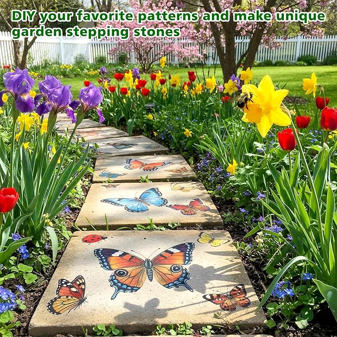 U0U 3 Size Square Stepping Stone Mold,8" 10.2" 12.2" Reusable Stepping Sone Molds for Concrete,Plastic Cement Molds for Casting Garden Pavement and Forms Walkway