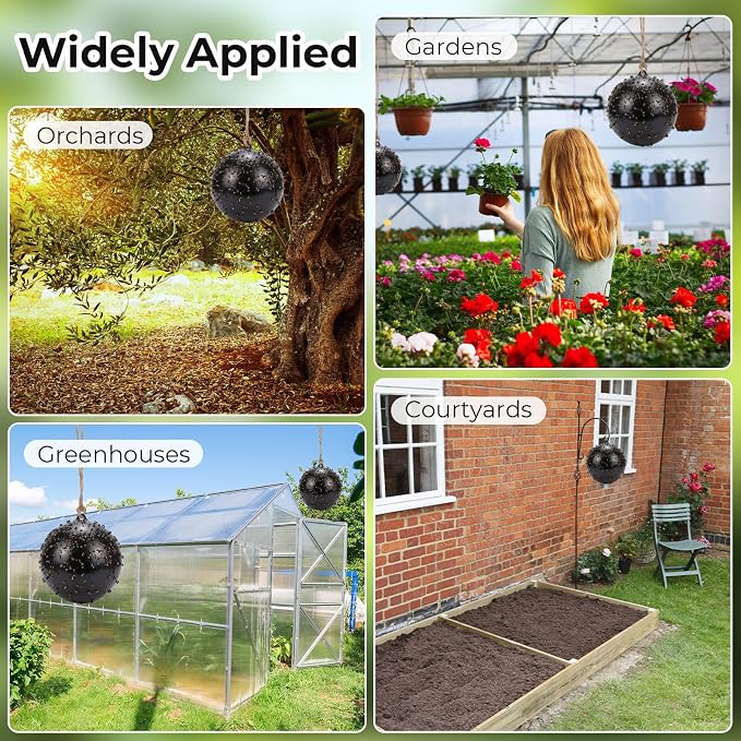 3 Pcs Large Fly Trap Balls Hanging Fruit Fly Traps Outdoor Adhesive Insect Balls with a Sticky Coating Glue Air Pump Insect Catch Sticky Bug for Farm Orchard Deerflies Mosquito (Black)