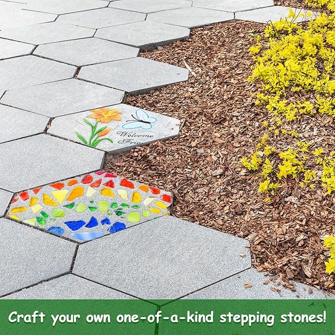 2 Size Hexagon Stepping Stone Mold, 9" /11.4" Reusable Cement Molds for Concrete, Plastic Concrete Molds for Walkways, Pavement and Garden, Paver Mold for Concrete