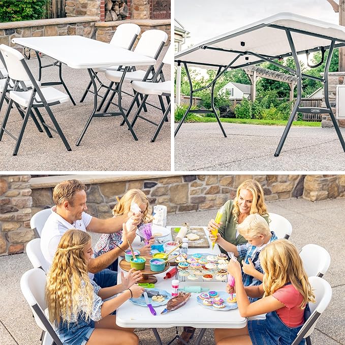 Lifetime 6-Foot Fold in Half Table, Light Commercial, White Granite