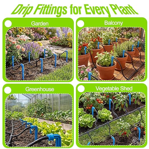 Automatic Drip Irrigation Kit System - 33FT Tubing, Filter, 10 Tee Fittings & 10 Drippers for Potted Plants