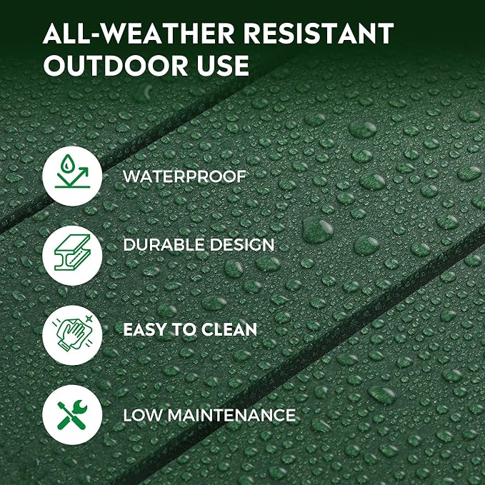 Costaelm Square Outdoor Side Tables, Adirondack Patio Tables for Outside, HDPE Patio End Table Weather Resistant, Balcony Table for Pool, Seaside, Backyard, Porch, Indoor Companion, Dark Green