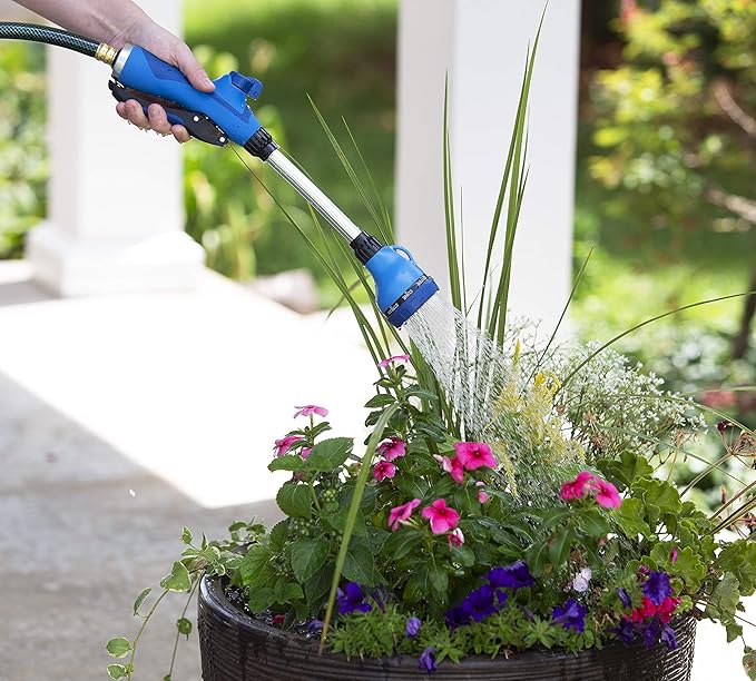 Sprout 65105-AMZ Melnor 8-Pattern 15" Watering Wand and QuickConnect Product Adapter Amazon Bundle, Blueberry Blue