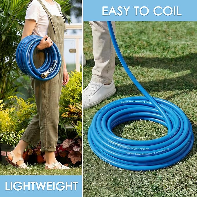 5/8 IN. × 5FT. Heavy Duty Rubber Garden Hose, High Flow 5/8" I.D. Brass Fitting No Memory Durable Heavy Duty Water Hose Leader Hose for Watering, Irrigation, Water Transfer Pump