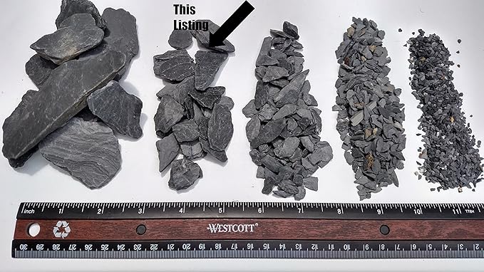 Natural Slate Stone -1/2 to 1 inch. Perfect Size for Miniature or Fairy Gardens, Aquariums, Reptiles, Terrariums, Model Railroads, Dioramas & Wargaming (1lb Grey)