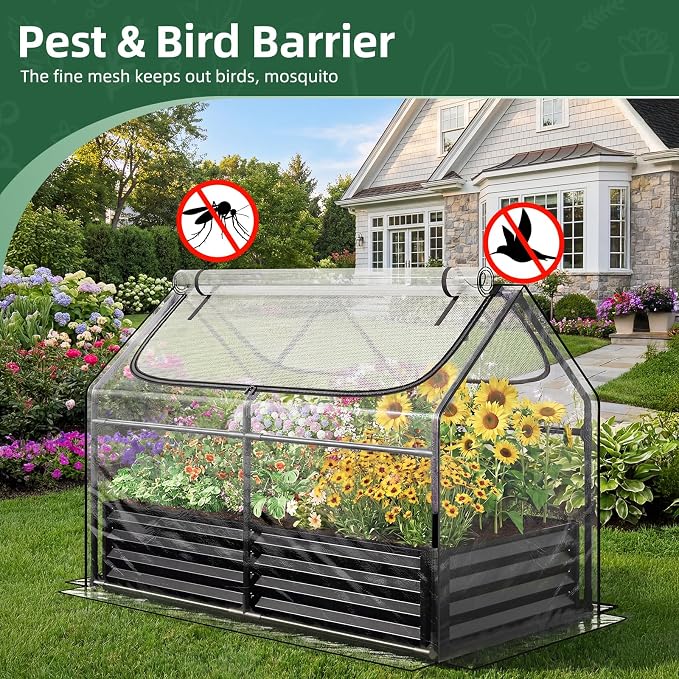 Superlele Mini Greenhouse for Outdoor, 4x2x3FT Portable Greenhouse with 2 Large Zipper Doors, Transparent PVC Cover for Plant Protection and Winter Gardening, Reinforced Frame